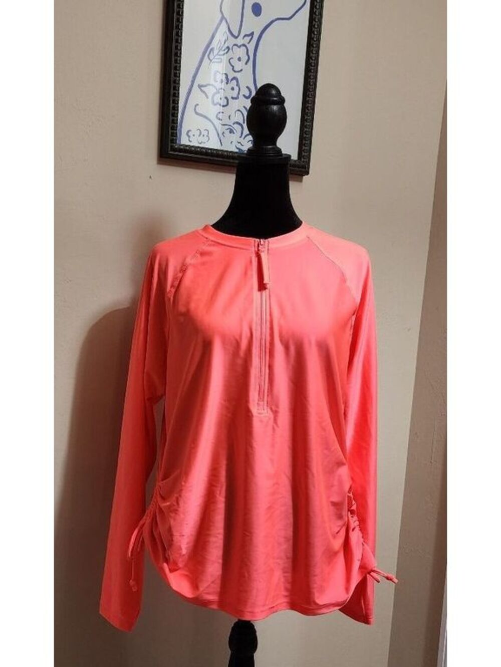 Free Country Women's XL Coral Long Sleeve Zip-Up Swim Shirt